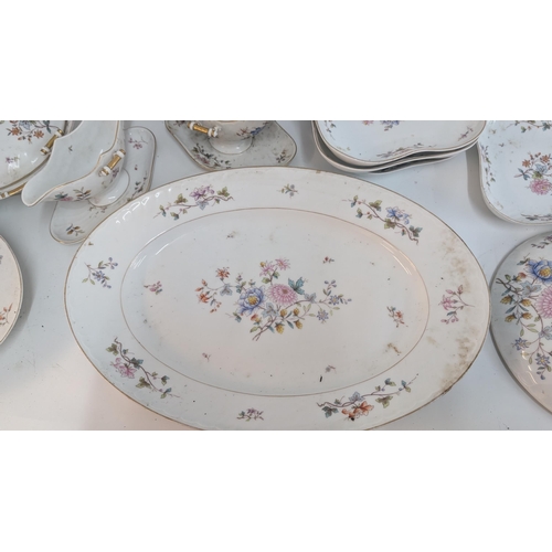 163 - Antique 18th/19th Century Porcelain Floral and Gold Decoration  Dinner Service inc.   1 x Large Serv... 