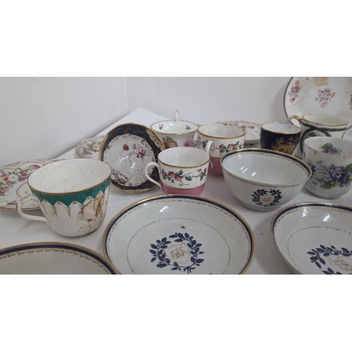 167 - A Collection of Antique 18th & 19th Century China inc. Flight Worcester Saucers Circa 1790, Chinese ... 