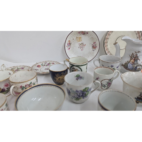 167 - A Collection of Antique 18th & 19th Century China inc. Flight Worcester Saucers Circa 1790, Chinese ... 