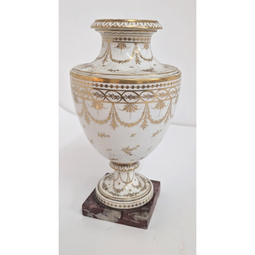 169 - Antique 18th Century Porcelain Flower Vase on Marble Base 30cm Tall from Base to Top.  Approx 20cm D... 