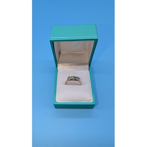 600B - A Diamond Trilogy Ring in 18ct Gold Setting Approx. .45 Carats Size O/P