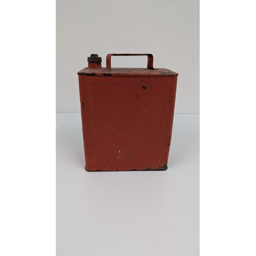 1096 - A Vintage Red Metal Oil Can