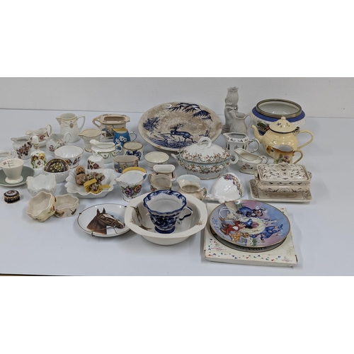 1103 - A Selection of China Collectibles including Miniature Jugs, Butter Dish, John Maddock Ornamental Dis... 