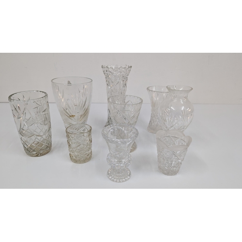 1106 - A Collection Of Cut Glass / Crystal Vases - Large / Small x9