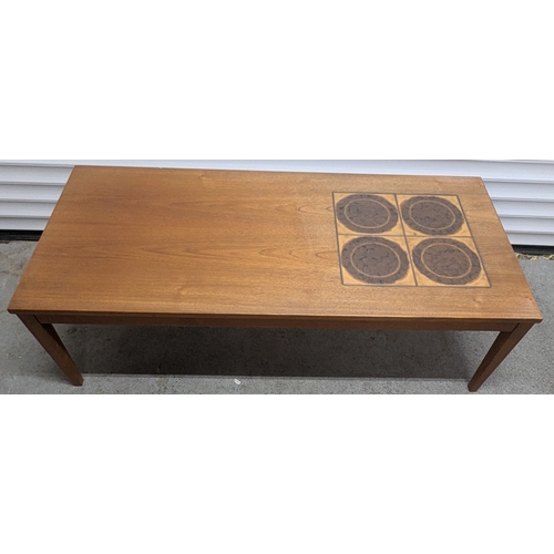 1330 - Mid Century Mobydan Part Tile Topped Table - 40 x 136 x 64cm