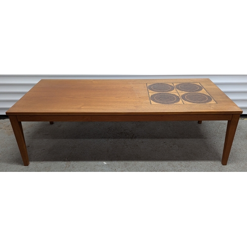 1330 - Mid Century Mobydan Part Tile Topped Table - 40 x 136 x 64cm