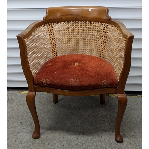 1336 - Antique Tub Chair With Rattan Surround