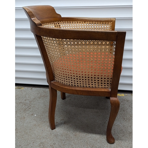 1336 - Antique Tub Chair With Rattan Surround