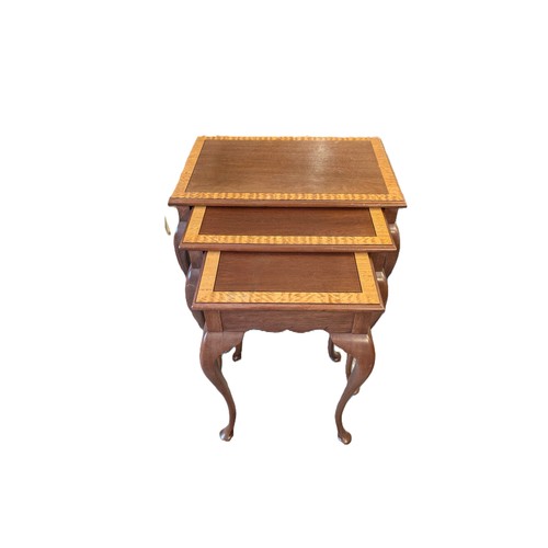 1414 - ..A Nest Of Chippendale Style Inlaid Tables - Tallest 64 x 60 x 40cm