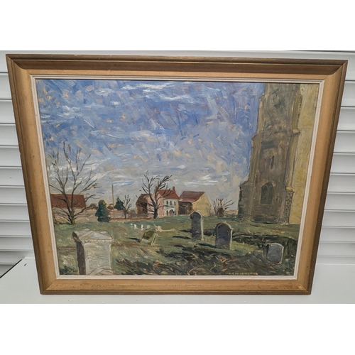 1273 - Oil On Board Of 'Morston Churchyard Norfolk' - D. R. MacGregor - 81 x 101cm In Frame