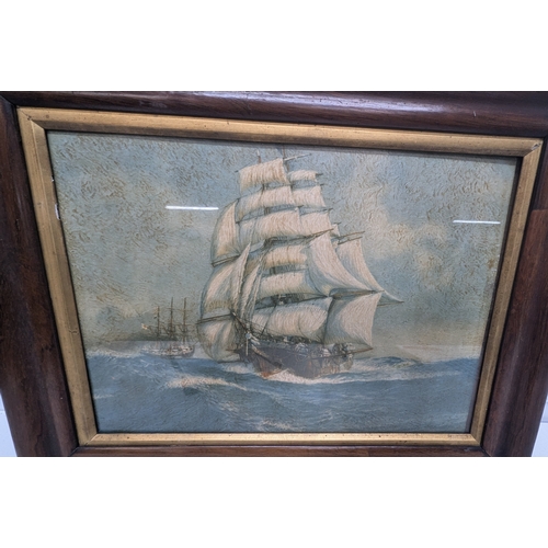 1277 - Original Oil On Board - 'Clipper At Sea' - Unknown Artist - 41 x 59cm In Frame