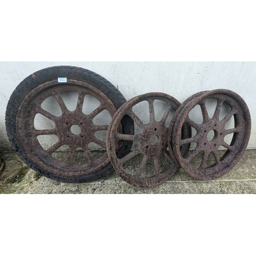 1446 - 3x Antique Wheels - One With Tyre