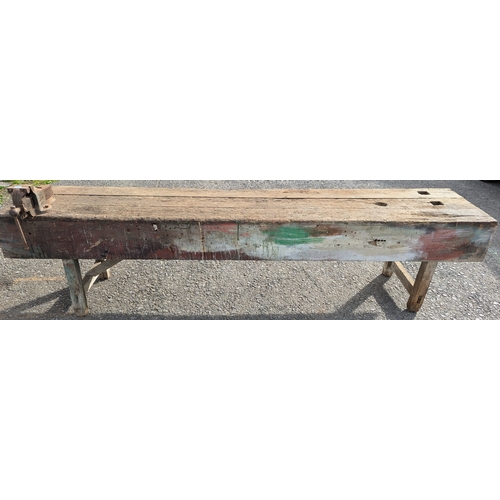 1500 - Very Heavy Solid Work Bench With Samsonia Engineers Vice Clamp - 82 x 335 x 69cm