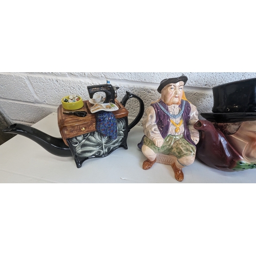 1308 - Collection Of Novelty Teapots And Jugs, Including Washing Machine Toby Jug, Motorbike And More