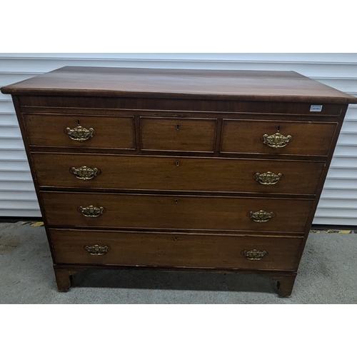 1321 - 6 Drawer Georgian Chest With Brass Handles - 105 x 122 x 57cm