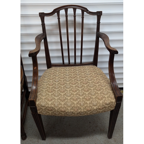 1327 - A Pair Of Unmatching Chairs - One Rush Seated Carver & A Georgian Arm Chair