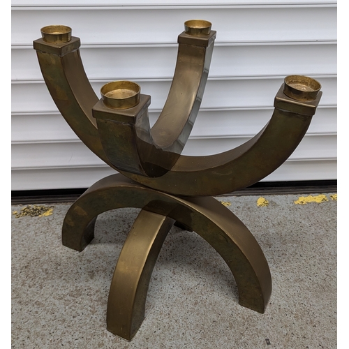 1328 - Large Brass Effect Candle Holder - 49 x 47 x 36cm