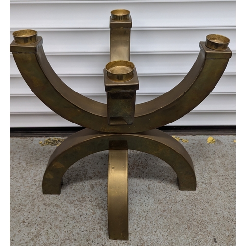 1328 - Large Brass Effect Candle Holder - 49 x 47 x 36cm