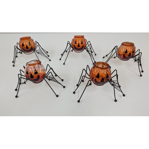 1344 - 5x Halloween Spider / Pumpkin Face Nightlights