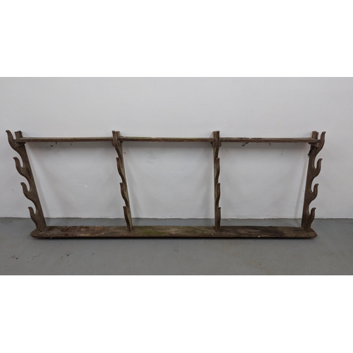 A Large Oak Spit Rack 240cm x 98cm