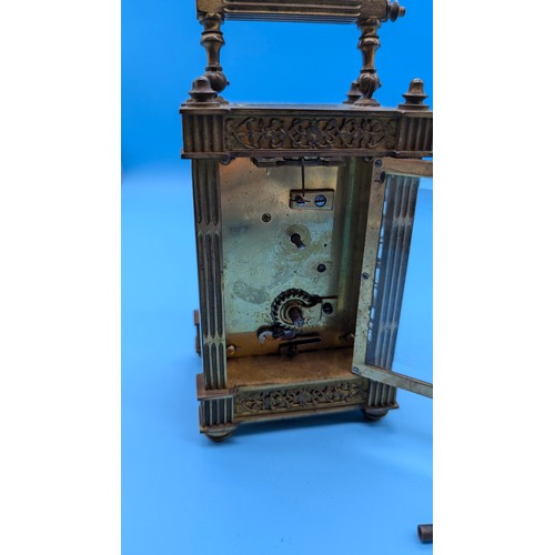 667 - A French Fretwork 8 Day Carriage Clock Circa 1900 - Running