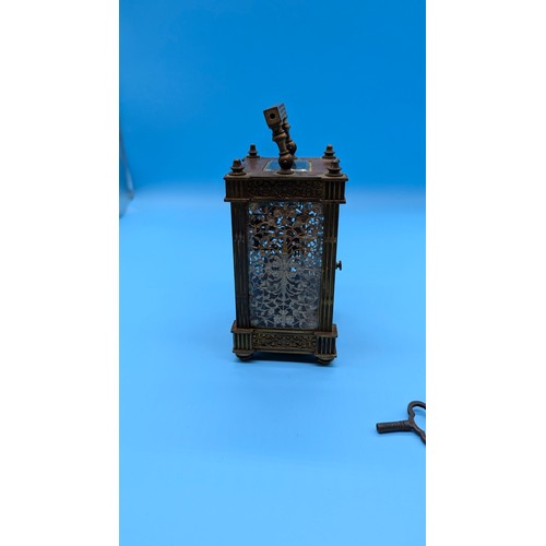 667 - A French Fretwork 8 Day Carriage Clock Circa 1900 - Running