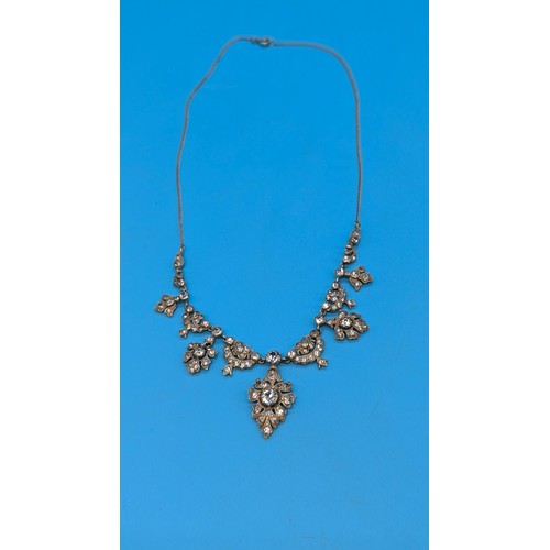 675 - A Sterling Silver And Crystal Necklace