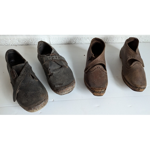 1197 - 2 Pairs Of Antique Lancashire Clogs