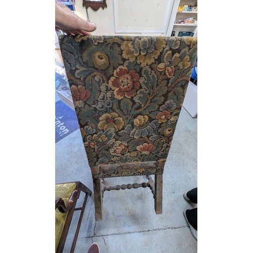 1416 - .Tapestry Arm Chair With Turned Stretchers