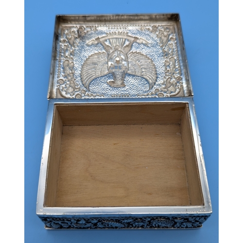 200 - A .925 Silver Cigarette Box Bearing the Indonesian Eagle Size 10.5cm x 8.5cm x 4cm