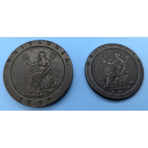 246 - A 1797 George III Cartwheel Two Pence and Penny