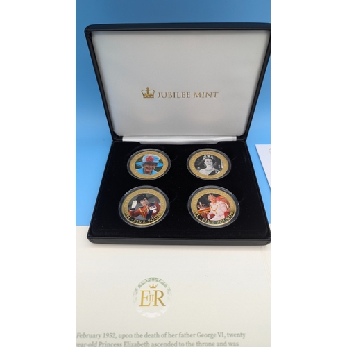 270 - Jubilee Mint Queen Elizabeth II Photographic £5 Coin Collection and Platinum Jubilee Gold plated med... 