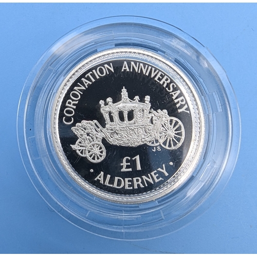 271 - 3 x Silver Proof £1 Coins - Coronation Anniversary, Marriage of Prince Edward and Miss Sophie Rhys-J... 