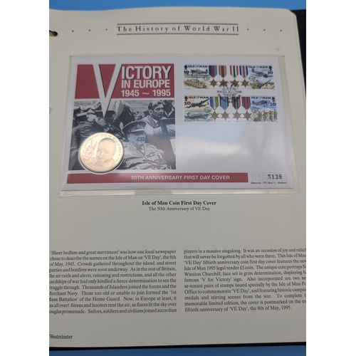 295 - An Album of Stamps and Coin Covers including WWII, Bobby Charlton Genuine Autograph etc