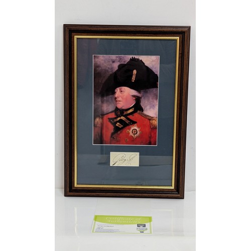 401 - An Original Signature of King George III framed with portrait and C.O.A.