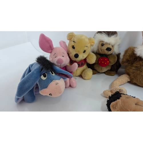 1864 - 12 x Collectable Soft Toys, Including Disney Pooh, Eyeore and Piglet, Beanie Babies etc