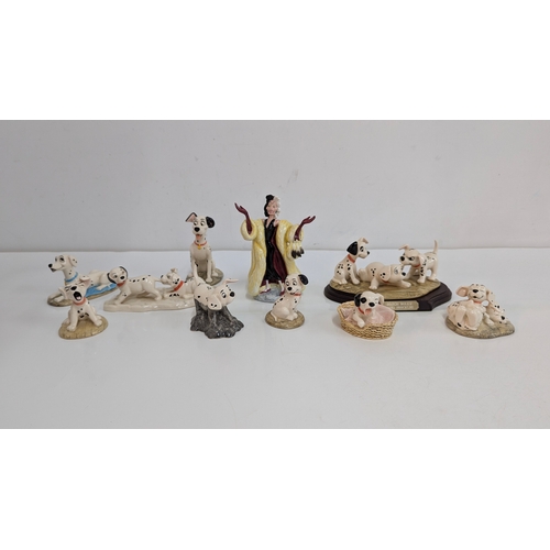 109 - Royal Doulton 101 Dalmatians Figurines x 10 Including Cruella De Ville