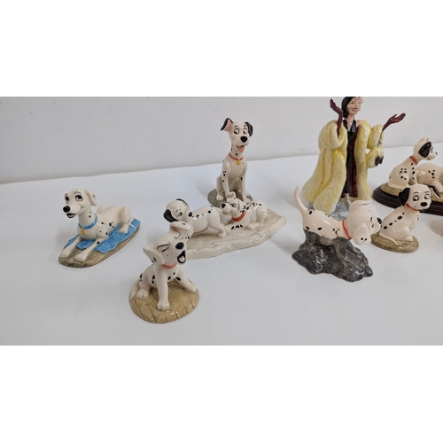 109 - Royal Doulton 101 Dalmatians Figurines x 10 Including Cruella De Ville