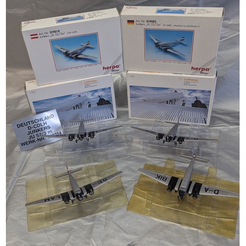 1124 - Herpa 1:160 Scale 2X Junkers JU 52/3m D-Aqui Bertin-Templehof, Herpa Wings Junkers JU 52/3m D-ABIK M... 