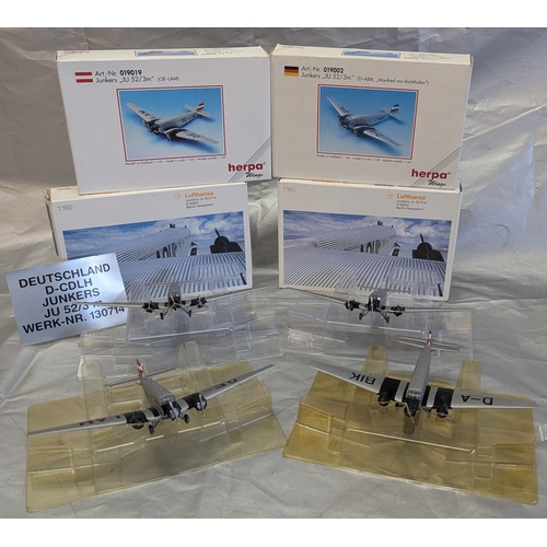 1124 - Herpa 1:160 Scale 2X Junkers JU 52/3m D-Aqui Bertin-Templehof, Herpa Wings Junkers JU 52/3m D-ABIK M... 