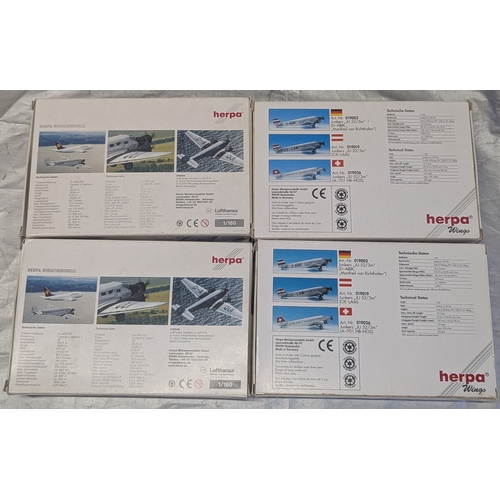 1124 - Herpa 1:160 Scale 2X Junkers JU 52/3m D-Aqui Bertin-Templehof, Herpa Wings Junkers JU 52/3m D-ABIK M... 