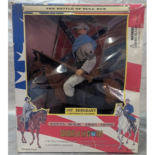 1804 - Soldiers Of The World Civil War Posable Figures - 3x Boxed Horsemen, And Boxed Generals Sets