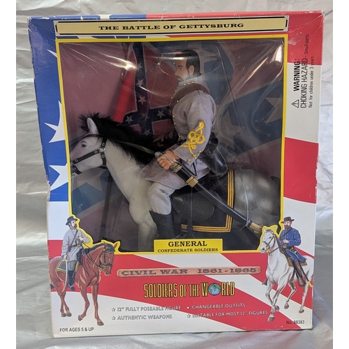 1804 - Soldiers Of The World Civil War Posable Figures - 3x Boxed Horsemen, And Boxed Generals Sets