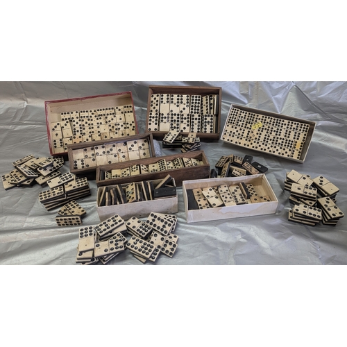 1831 - A Large Quantity Of Antique Bone Faces Domino Sets