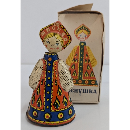 1003 - Vintage Tin Clockwork Toys, Bobby The Walking Policeman, A Soviet Matryoshka Doll and Wells Brimtoy ... 