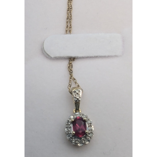 241B - A 9ct Ruby And Diamond Necklace