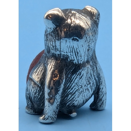 302 - A Hallmarked Silver Novelty Pin Cushion - Bear