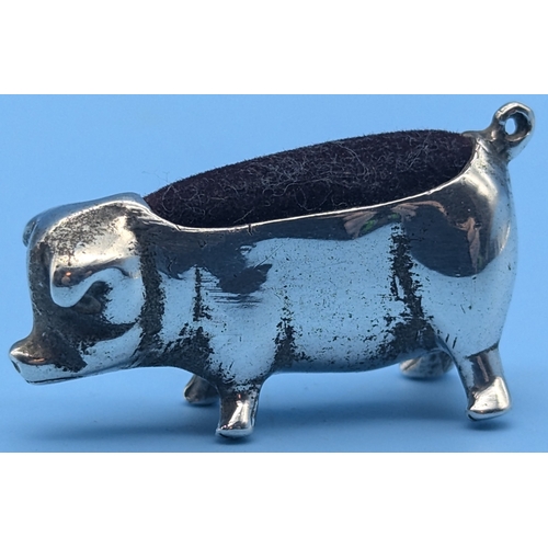 304 - A Hallmarked Silver Novelty Pin Cushion - Pig