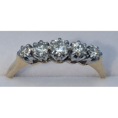 313 - An 18ct Yellow Gold 5 Stone Diamond Ring In A Platinum Setting