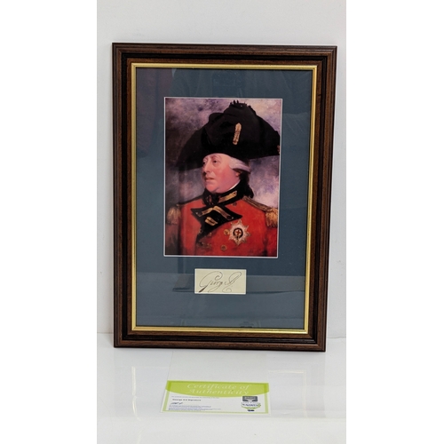 401 - An Original Signature of King George III framed with portrait and C.O.A.